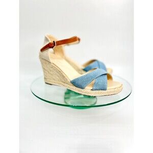 Nine West Joyden Wedge Sandal Espadrille Crisscross strap open toe